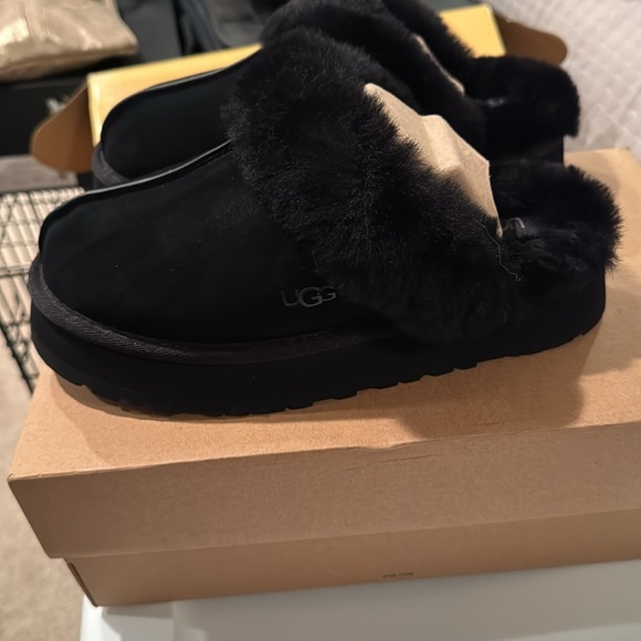 UGG Disquette Platform Slippers black 8 NIB - Picture 4 of 6